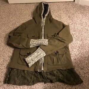 Scrapbook zip up hoodie with lace detail